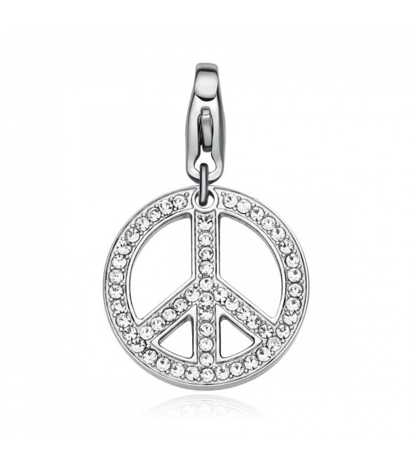 Charm donna gioielli Sagapò Happy in acciaio 316L Simbolo Pace e cristalli sha226