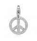Charm donna gioielli Sagapò Happy in acciaio 316L Simbolo Pace e cristalli sha226