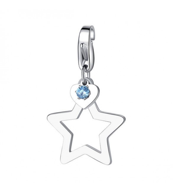 Charm donna gioielli Sagapò Happy in acciaio 316L Stella Bianca zircone sha267