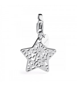 Charm donna gioielli Sagapò Happy in acciaio 316L Stella Fiori cristalli bianchi sha156