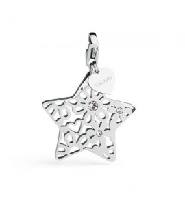 Charm donna gioielli Sagapò Happy in acciaio 316L Stella Grande Fiore cristalli bianchi sha161