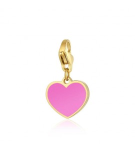 Charm donna gioielli Sagapò Happy in acciaio pvd oro e smalto fuscia Cuore sha393