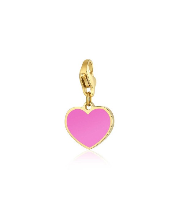 Charm donna gioielli Sagapò Happy in acciaio pvd oro e smalto fuscia Cuore sha393