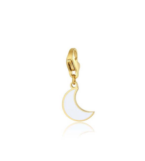 Charm donna gioielli Sagapò Happy in acciaio pvd oro Luna smalto Bianco sha395