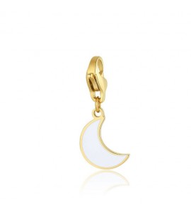 Charm donna gioielli Sagapò Happy in acciaio pvd oro Luna smalto Bianco sha395