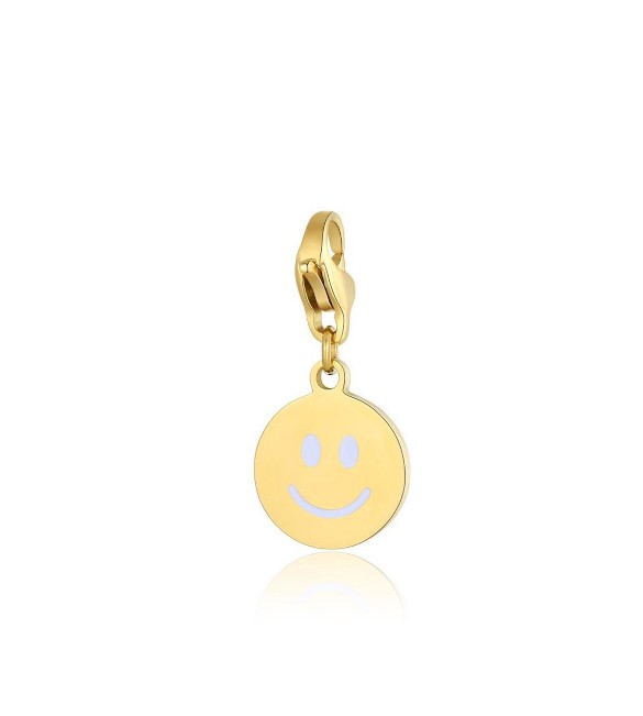 Charm donna gioielli Sagapò Happy in acciaio pvd oro Smile smalto Bianco sha399