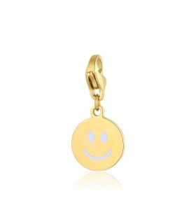 Charm donna gioielli Sagapò Happy in acciaio pvd oro Smile smalto Bianco sha399