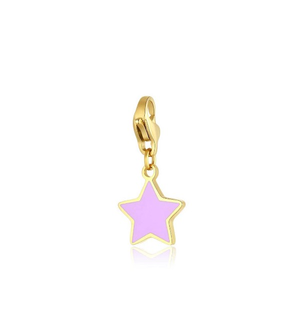Charm donna gioielli Sagapò Happy in acciaio pvd oro Stella smalto Rosa sha397