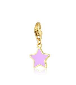 Charm donna gioielli Sagapò Happy in acciaio pvd oro Stella smalto Rosa sha397