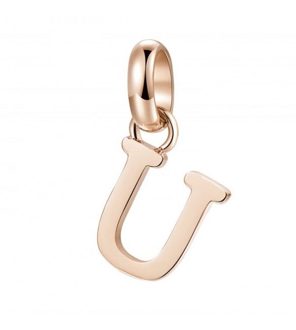Charm gioielli Brosway Très Jolie in acciaio 316L pvd oro rosa lettera U btjm240