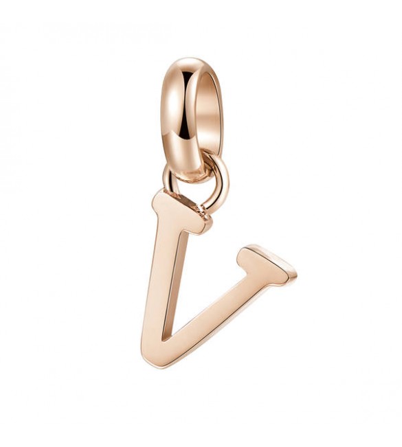 Charm gioielli Brosway Très Jolie in acciaio 316L pvd oro rosa lettera V btjm241