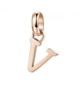 Charm gioielli Brosway Très Jolie in acciaio 316L pvd oro rosa lettera V btjm241