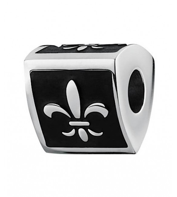 Charm uomo gioielli Brosway Très Jolie in acciaio 316L smalto pvd nero Fleur de Lis btjn13