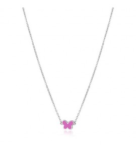 Collana Bambina Gioielli Sagapò Click in acciaio con Farfalla e smalto sck208