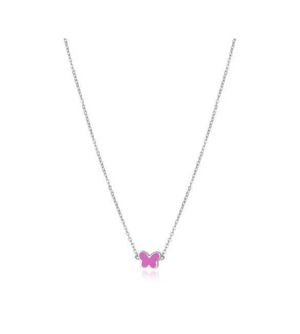 Collana Bambina Gioielli Sagapò Click in acciaio con Farfalla e smalto sck208