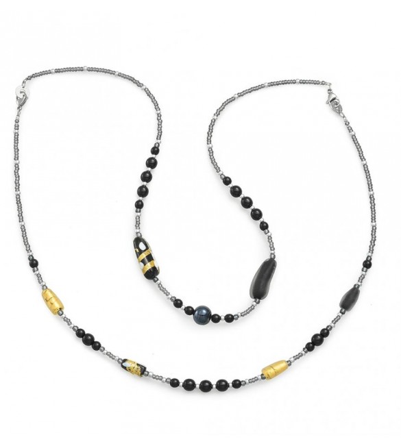 Collana donna gioielli Antica Murrina Gabrielle Top doppia Nero cob45a14