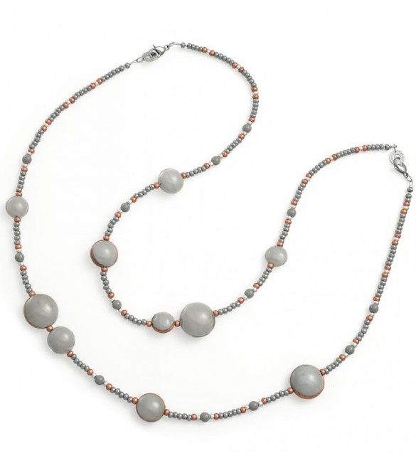 Collana donna gioielli Antica Murrina Mademoiselle lunga doppia Grigio cob52a12