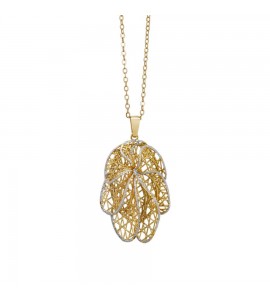 Collana donna gioielli Boccadamo Alissa dorata con pendente a forma di foglia in glitter silver xgr464d