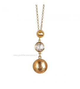 Collana Donna Gioielli Boccadamo Cristallarte in bronzo dorato con cristallo crystal ed elemento effetto graffiato XGR487D