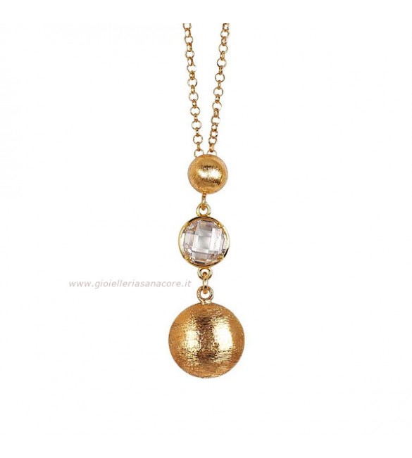 Collana Donna Gioielli Boccadamo Cristallarte in bronzo dorato con cristallo crystal ed elemento effetto graffiato XGR487D