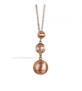 Collana Donna Gioielli Boccadamo Cristallarte in bronzo rosato con cristallo peach ed elemento effetto graffiato XGR487RS