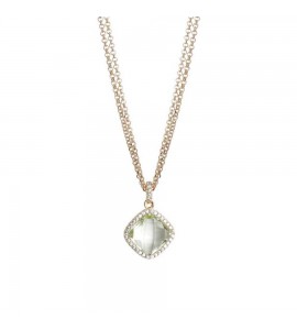 Collana donna gioielli Boccadamo Sharada doppio filo con cristallo green mint e zirconi xgr429d