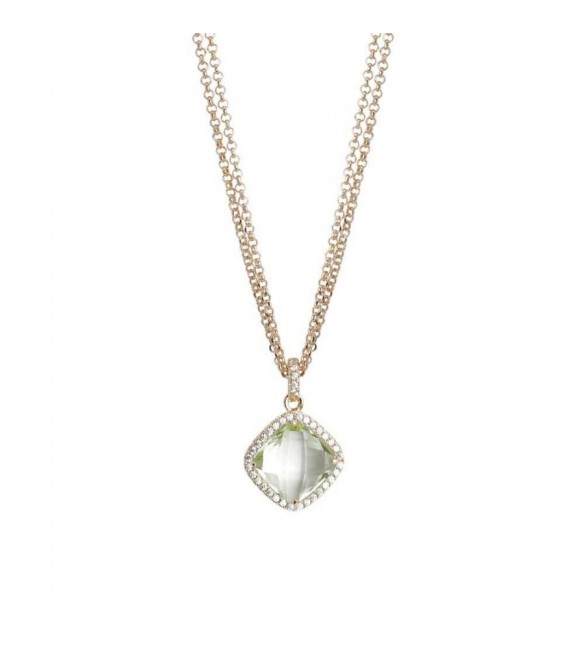 Collana donna gioielli Boccadamo Sharada doppio filo con cristallo green mint e zirconi xgr429d