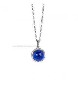 Collana donna gioielli Boccadamo Sharada in bronzo con cabochon blu rutilato e zirconi xgr490