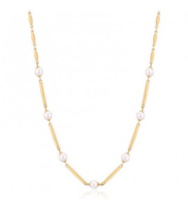 Collana Donna Gioielli Brosway Affinity in acciaio pvd oro con perle bff161