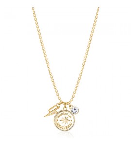 Collana donna gioielli Brosway Chakra in acciaio 316L pvd oro con Rosa dei Venti e cristalli crystal bhkl06