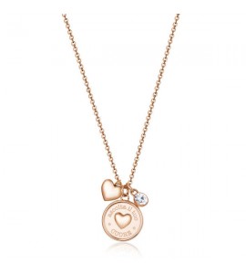 Collana donna gioielli Brosway Chakra in acciaio 316L pvd oro rosa con Cuore e cristalli crystal bhkl04