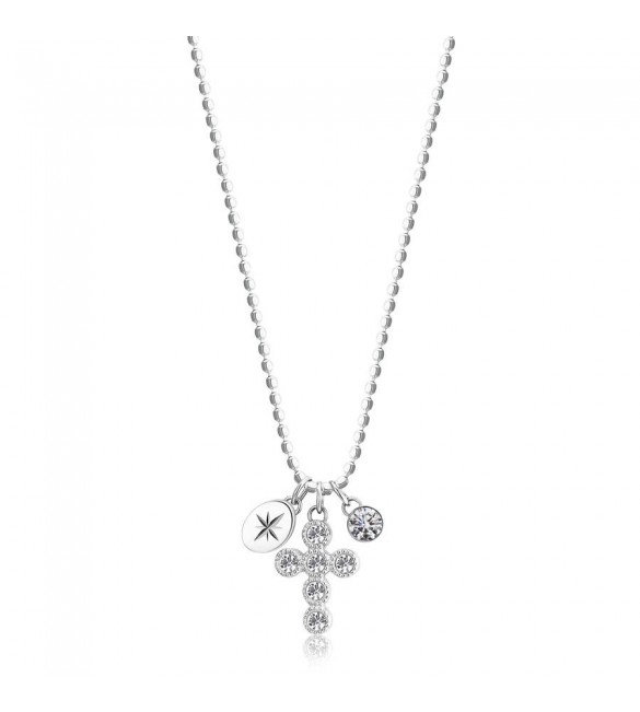 Collana Donna Gioielli Brosway Chakra in acciaio con Croce e cristalli crystal bhkn060