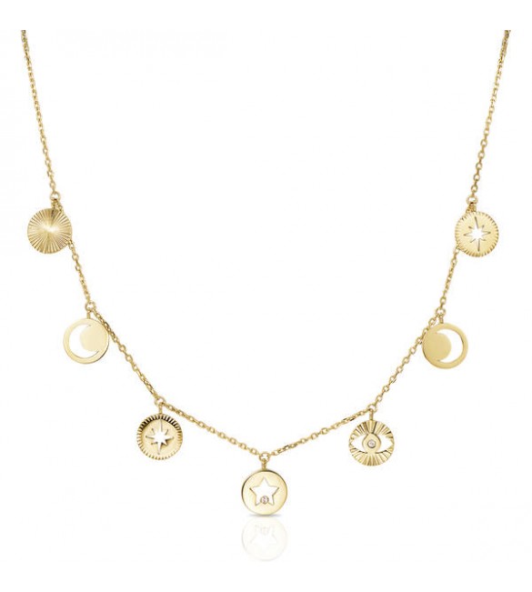 Collana donna gioielli Brosway Chant in acciaio 316L pvd oro con medagliette a cuore e cristalli crystal bah02