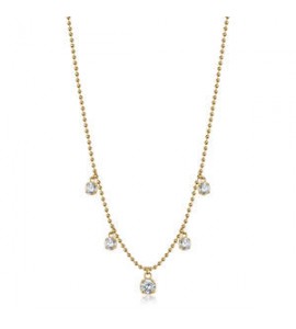 Collana Donna Gioielli Brosway Desideri in acciaio pvd oro con pendenti zircone bianco Fedeltà bein015
