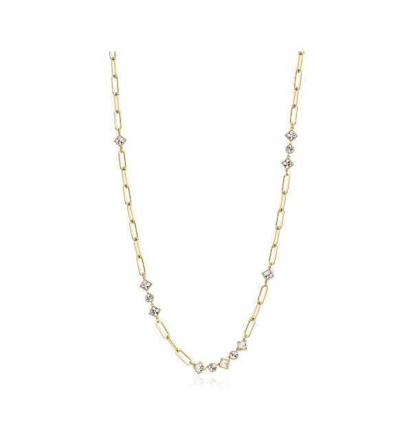 Collana Donna Gioielli Brosway Emphasis lunga in acciaio pvd oro e cristalli crystal beh04