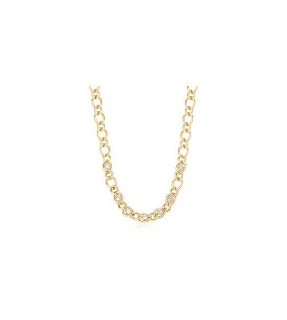 Collana Donna Gioielli Brosway Ribbon in acciaio dorato catena e cristalli bbn34