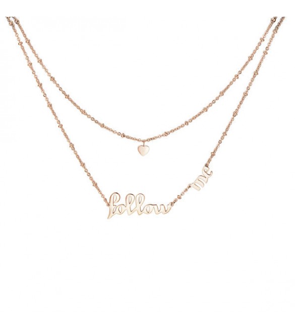 Collana donna gioielli Brosway Script a due fili in acciaio 316L pvd oro rosa con scritta brp04