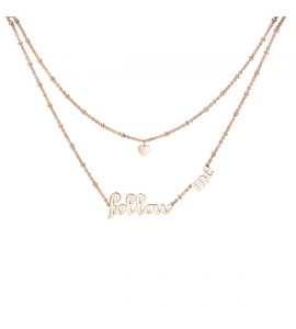 Collana donna gioielli Brosway Script a due fili in acciaio 316L pvd oro rosa con scritta brp04