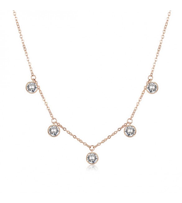 Collana donna gioielli Brosway Symphonia in acciaio 316L pvd oro rosa con cristalli crystal bym33