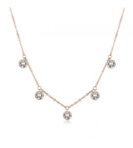 Collana donna gioielli Brosway Symphonia in acciaio 316L pvd oro rosa con cristalli crystal bym33