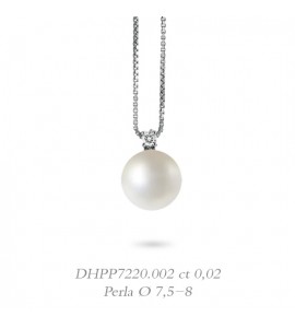 Collana donna gioielli Donnaoro linea Bianca in oro 18 kt con diamante ct 0,02 e perla mm 7,5-8 DHPP7220.002