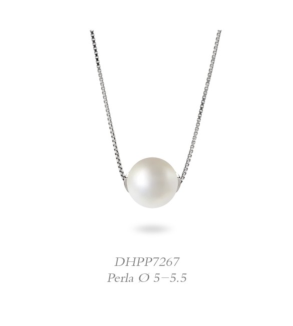 Collana donna gioielli Donnaoro linea Bianca in oro 18 kt con perla mm 5-5,5 DHPP7267