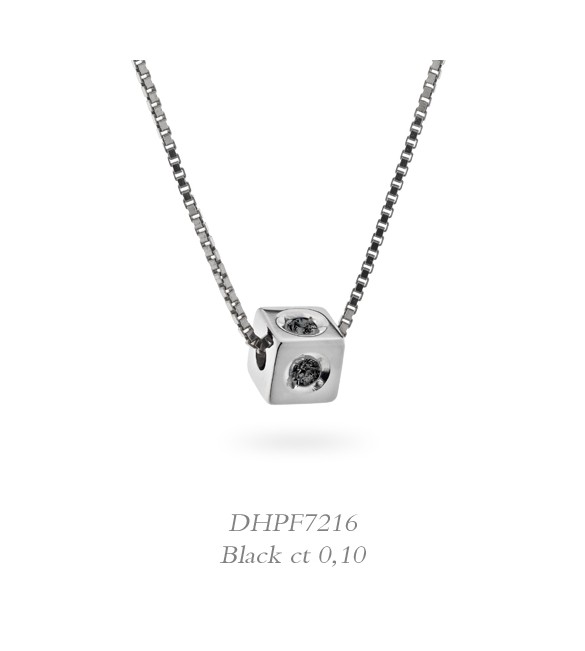 Collana donna gioielli Donnaoro linea Dadi in oro 18 kt con Diamanti Black ct 0,10 DHPF7216