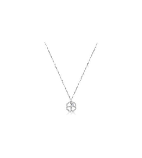 Collana Donna Gioielli S\'agapò Lucky Light in acciaio con Quadrifoglio e Cristallo skt39