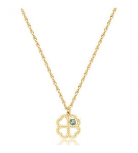 Collana Donna Gioielli S\'agapò Lucky Light in acciaio dorato con Quadrifoglio e Cristallo skt40