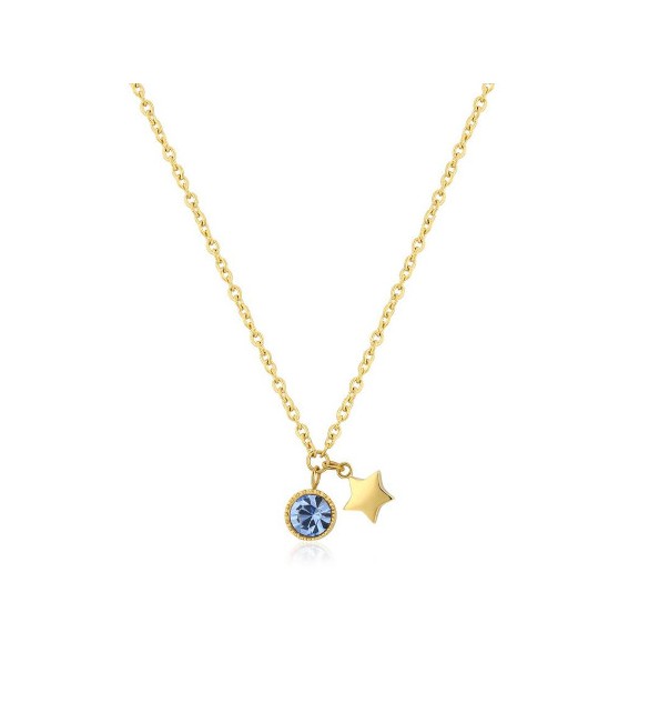 Collana Donna Gioielli S\'agapò Lucky Light in acciaio pvd oro con Stella e Cristallo skt24