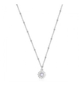 Collana Donna Gioielli S\'agapò Message in acciaio con Fiore e perla ssg25