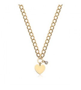 Collana Donna Gioielli S\'agapò My Love in acciaio dorato Cuore e cristallo bianco syl10