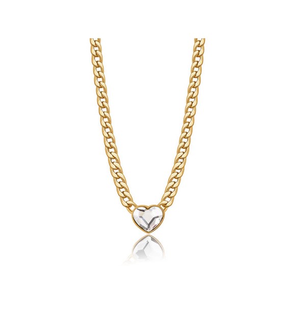 Collana Donna Gioielli S\'agapò My Love in acciaio pvd oro e Cuore con cristallo bianco syl08