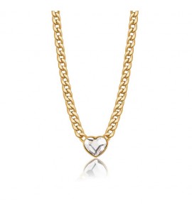 Collana Donna Gioielli S\'agapò My Love in acciaio pvd oro e Cuore con cristallo bianco syl08